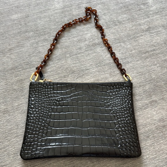 Clare V NWT flat clutch with tabs black crocodile snakeskin - Picture 4 of 7